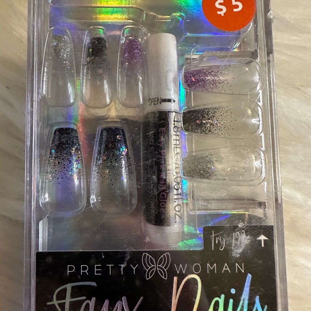 🩷5/$10 Pretty Woman Faux Nails with Glitter Ombre